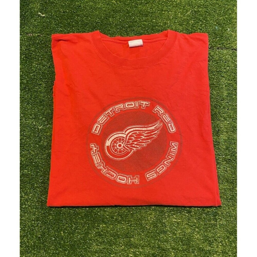 Detroit Red Wings shirt mens extra large red Y2K Vintage short sleeve NHL Q